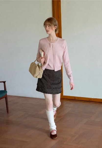 Polka Dot Tiered Ruffle Hem Skirt