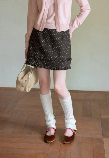 Polka Dot Tiered Ruffle Hem Skirt