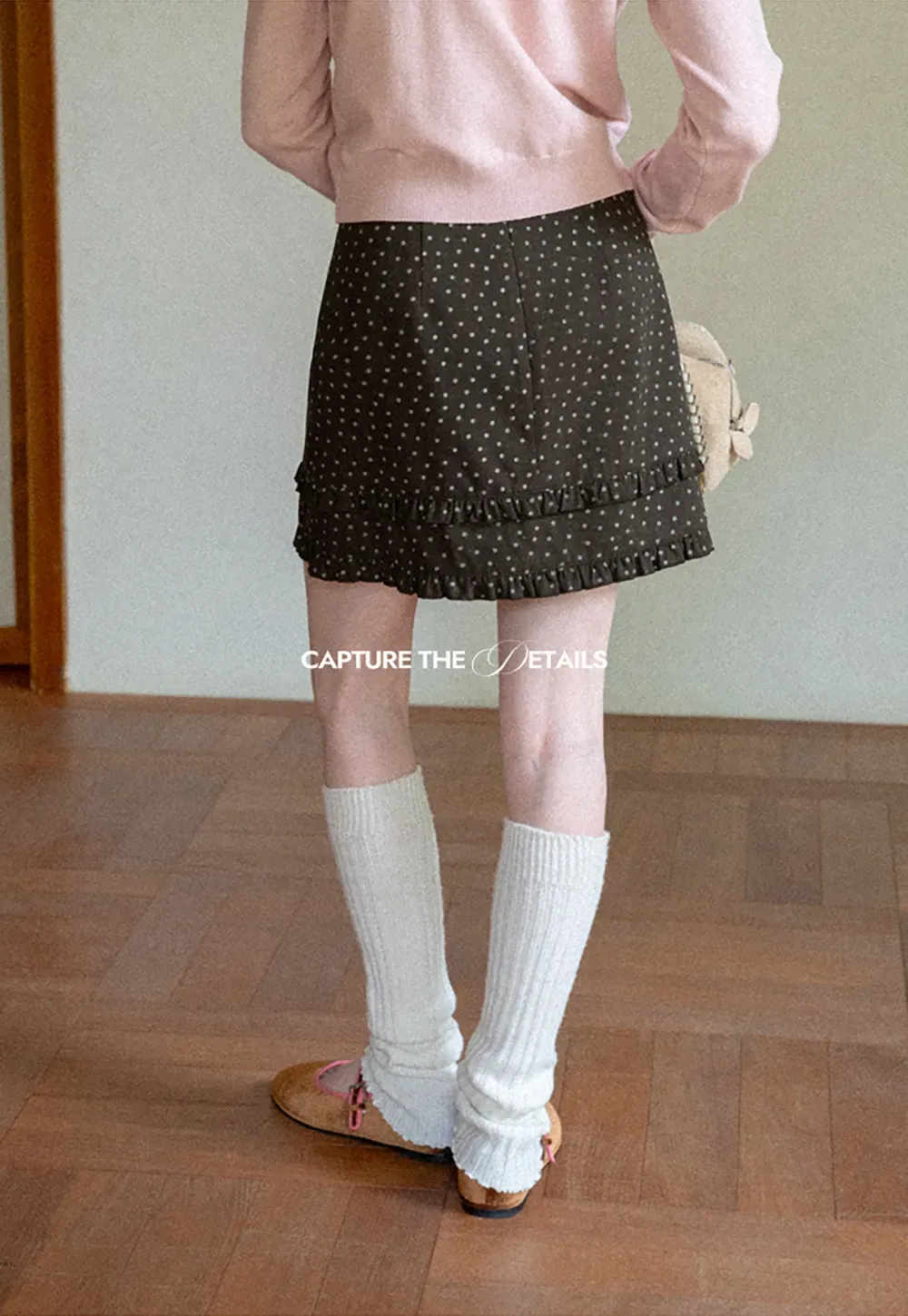 Polka Dot Tiered Ruffle Hem Skirt