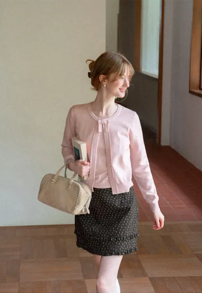 Polka Dot Tiered Ruffle Hem Skirt