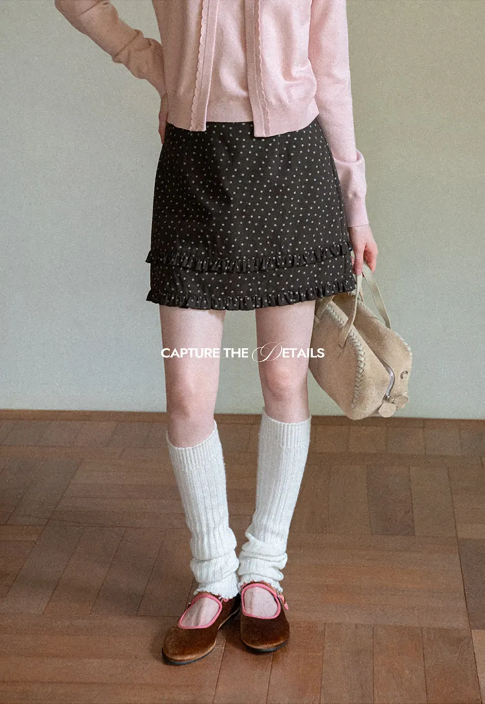 Polka Dot Tiered Ruffle Hem Skirt