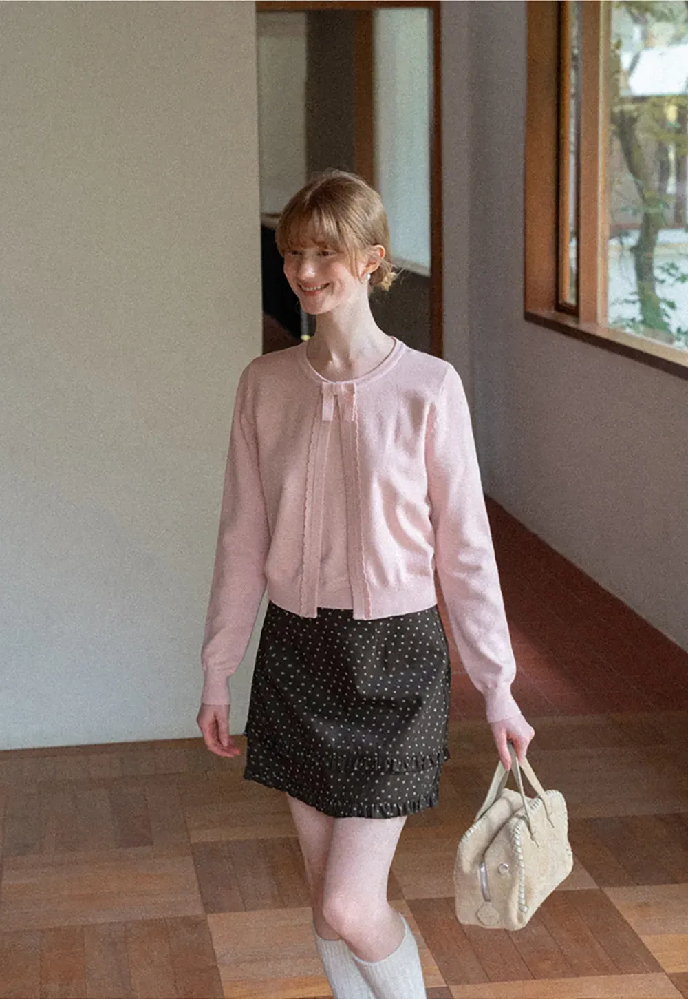 Polka Dot Tiered Ruffle Hem Skirt