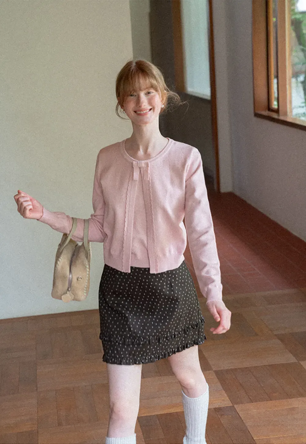 Polka Dot Tiered Ruffle Hem Skirt