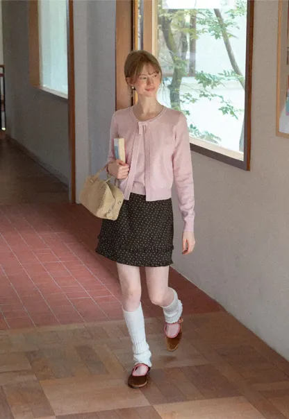 Polka Dot Tiered Ruffle Hem Skirt
