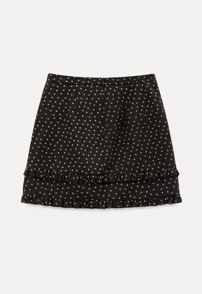 Polka Dot Tiered Ruffle Hem Skirt