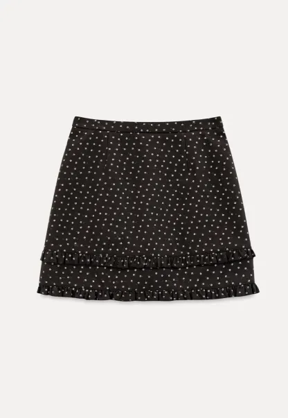 Polka Dot Tiered Ruffle Hem Skirt