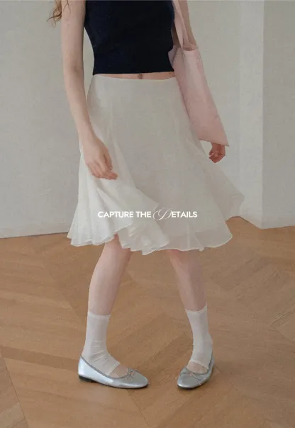 Flared Pleated Midi Skirt