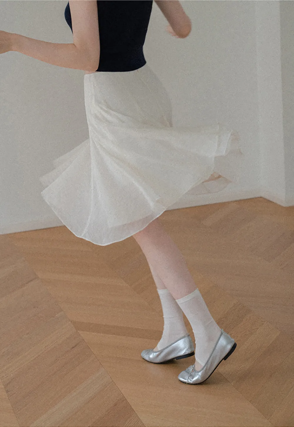Flared Pleated Midi Skirt