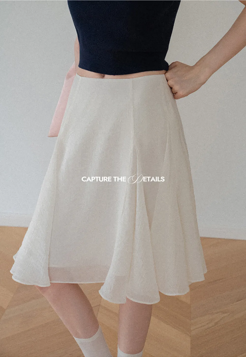 Flared Pleated Midi Skirt