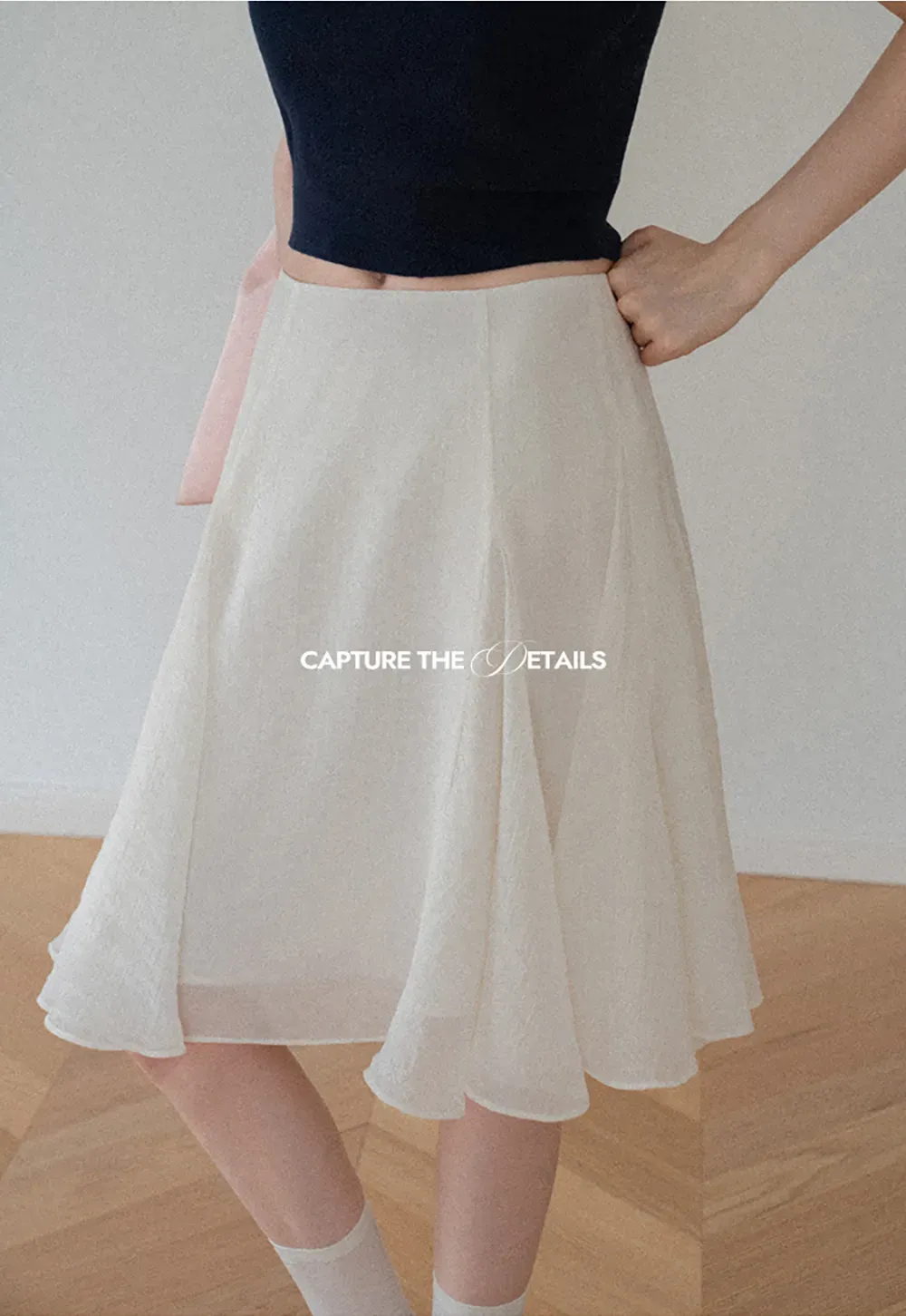 Flared Pleated Midi Skirt