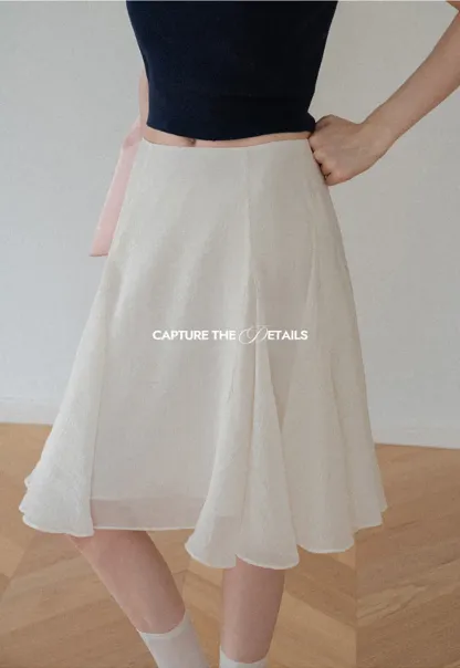 Flared Pleated Midi Skirt