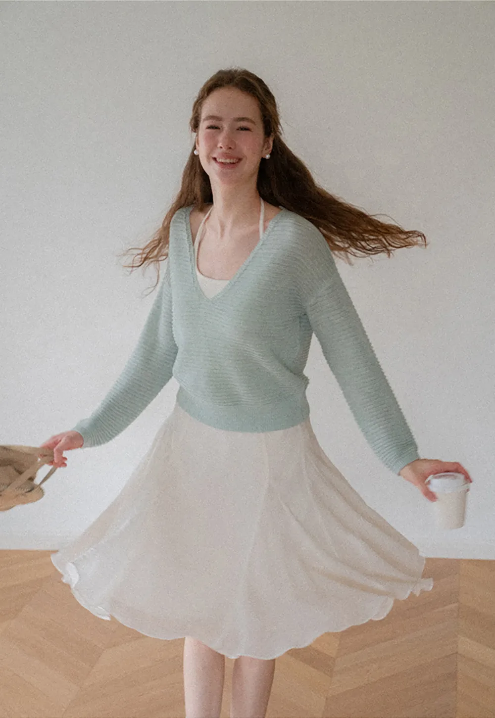 Flared Pleated Midi Skirt