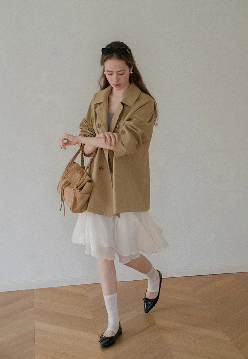 Flared Pleated Midi Skirt