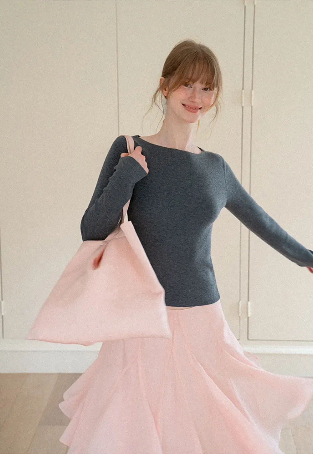 Flared Pleated Midi Skirt