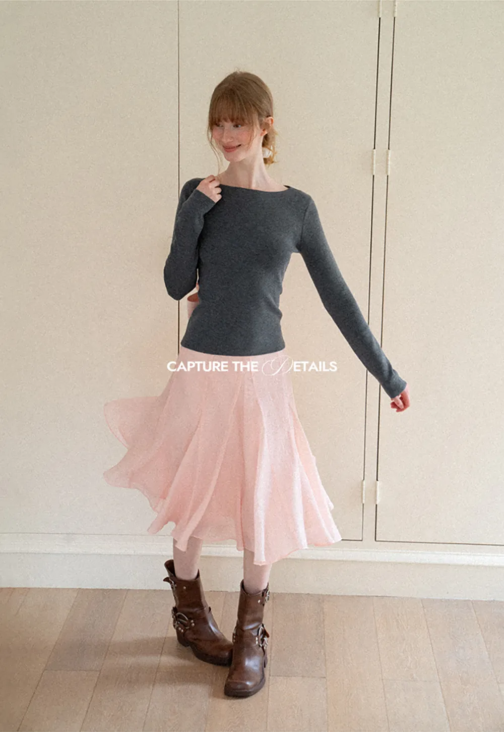 Flared Pleated Midi Skirt
