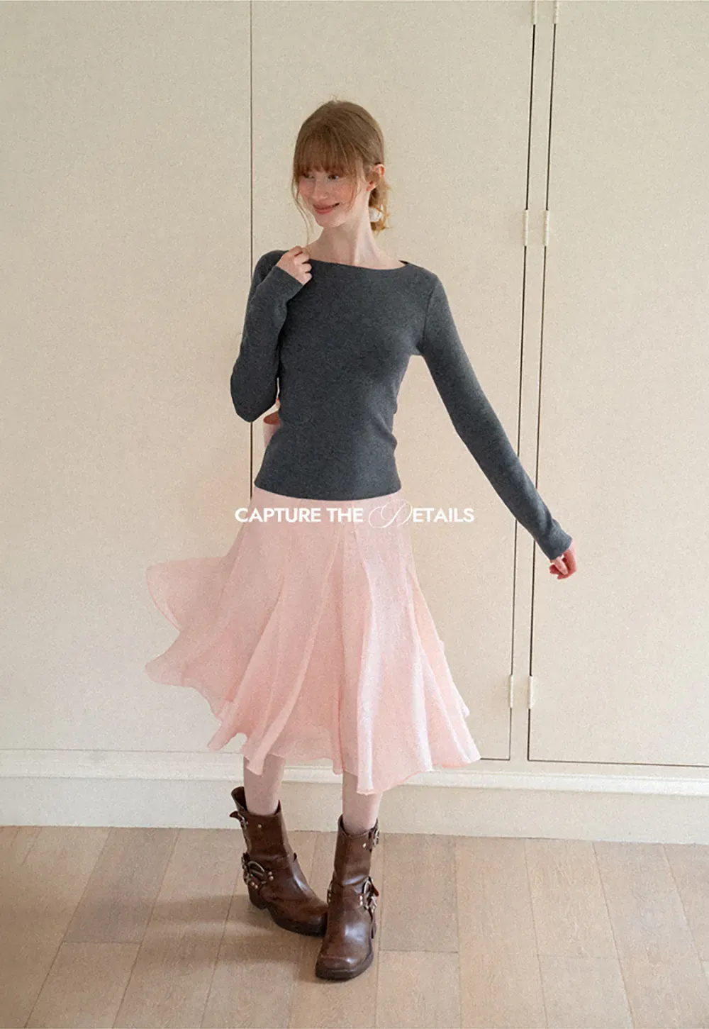 Flared Pleated Midi Skirt