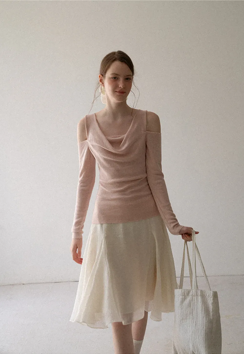 Flared Pleated Midi Skirt