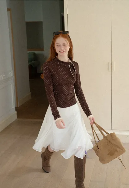Flared Pleated Midi Skirt