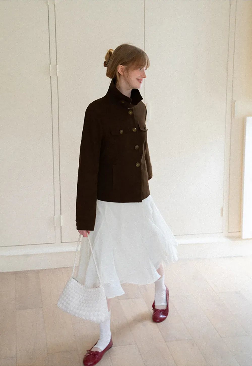 Flared Pleated Midi Skirt