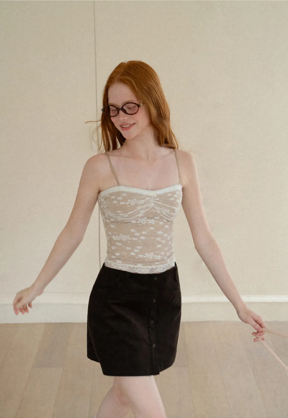 Button Front A Line Mini Skirt