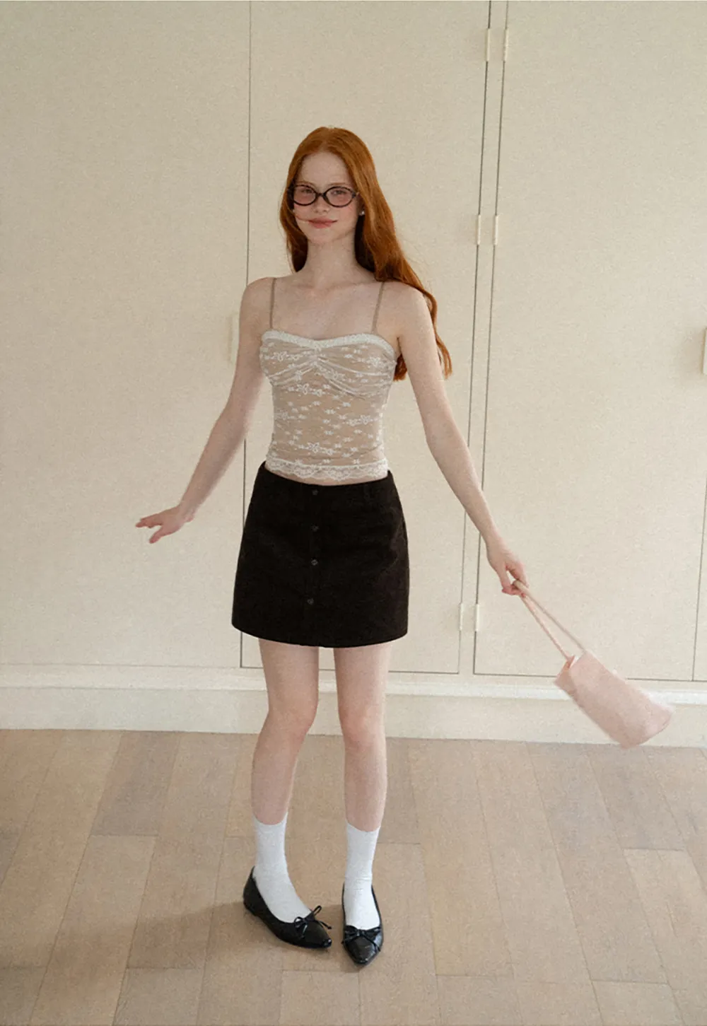 Button Front A Line Mini Skirt