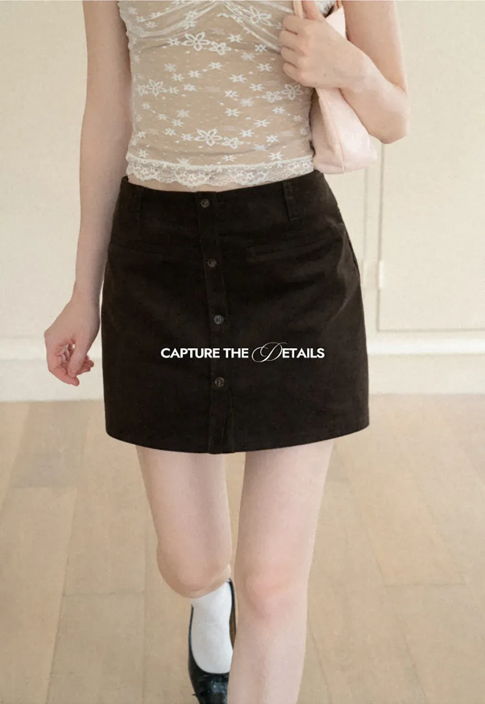 Button Front A Line Mini Skirt