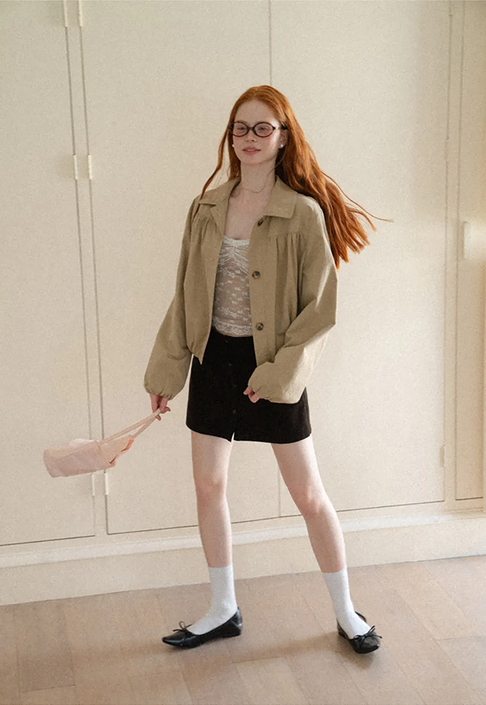 Button Front A Line Mini Skirt
