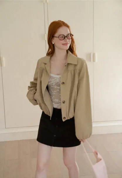 Button Front A Line Mini Skirt