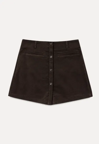 Button Front A Line Mini Skirt