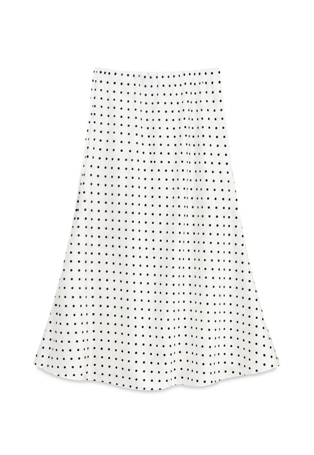 Polka Dot Print Flared Midi Skirt