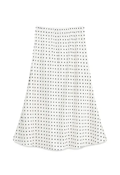 Polka Dot Print Flared Midi Skirt