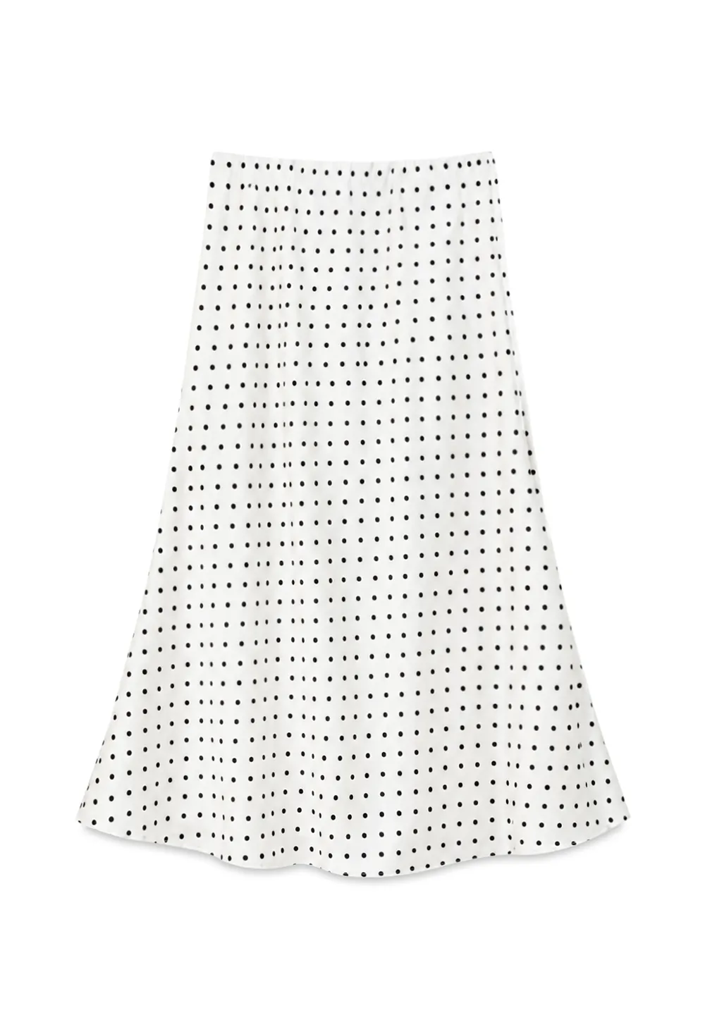 Polka Dot Print Flared Midi Skirt