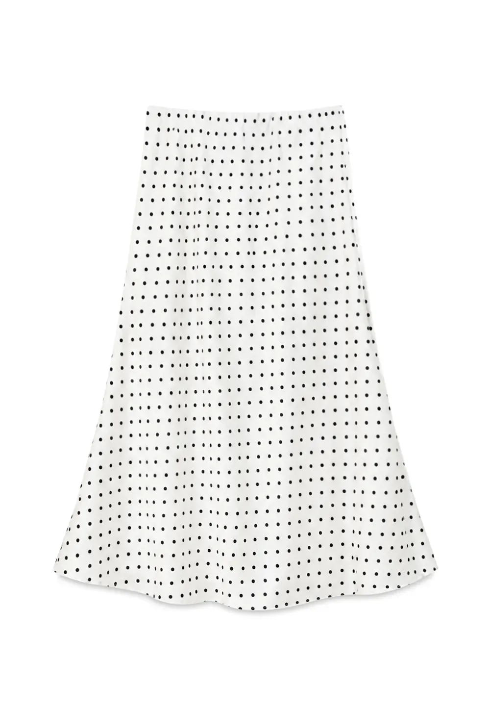Polka Dot Print Flared Midi Skirt