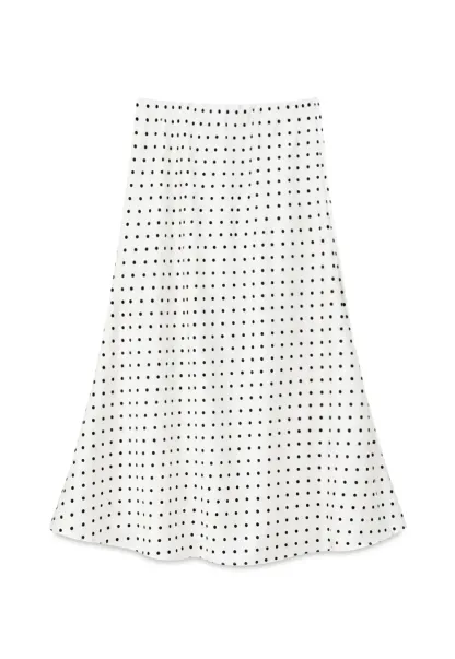Polka Dot Print Flared Midi Skirt