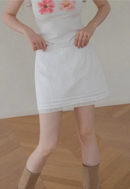 Lace Trim Mini Skirt
