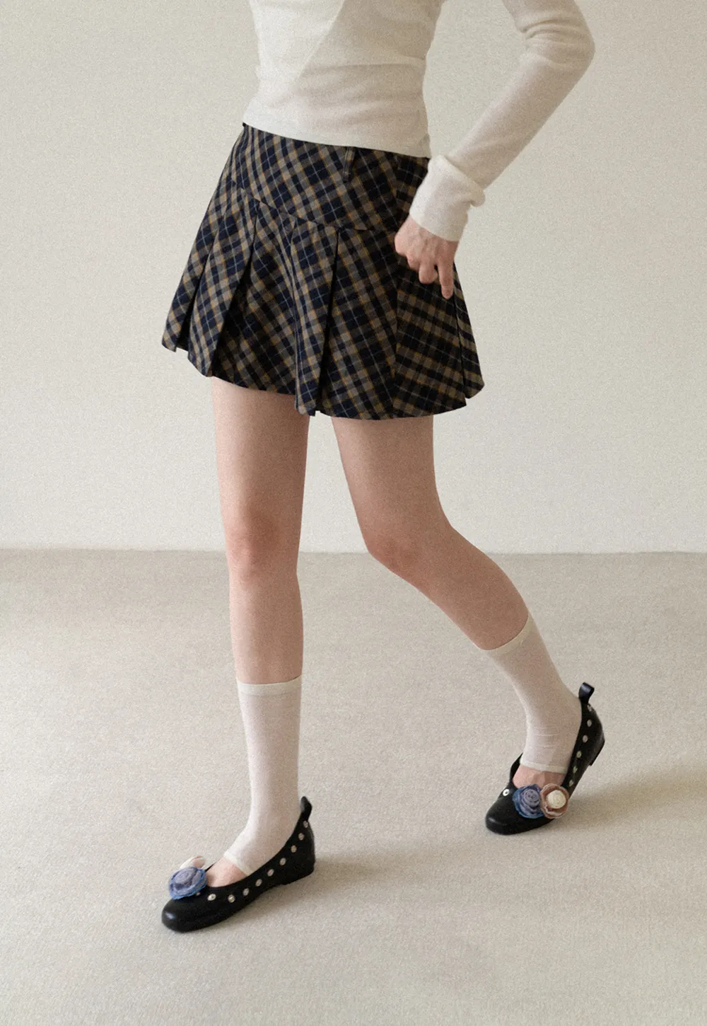 Pleated Plaid Mini Skirt