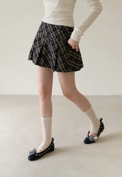 Pleated Plaid Mini Skirt