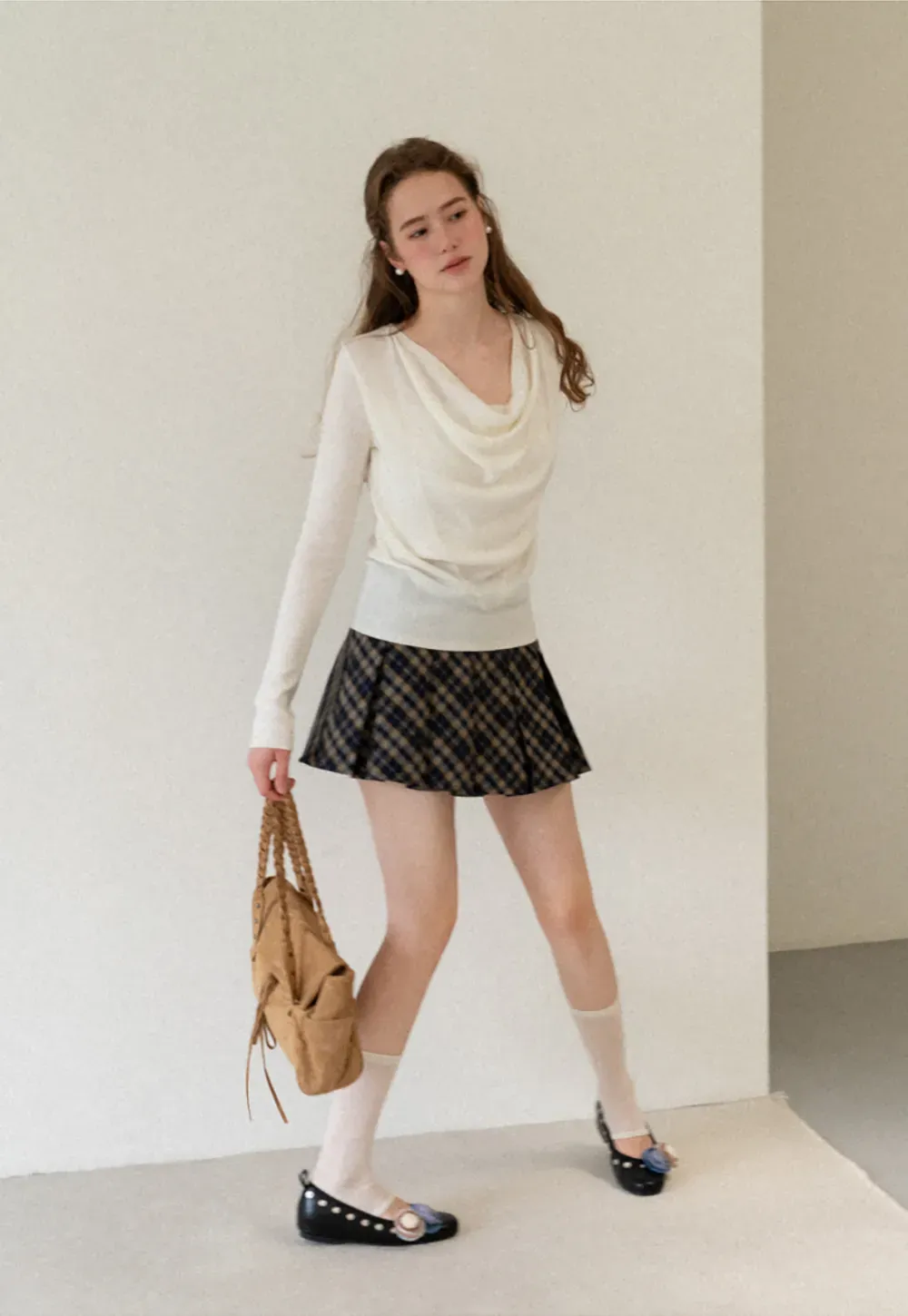 Pleated Plaid Mini Skirt