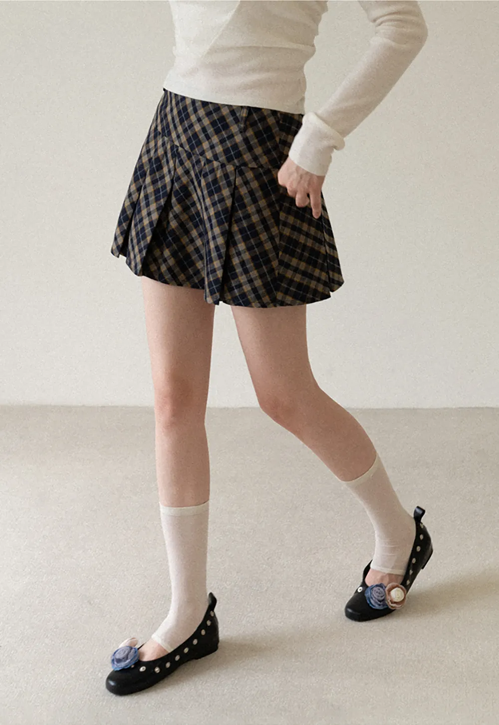 Pleated Plaid Mini Skirt