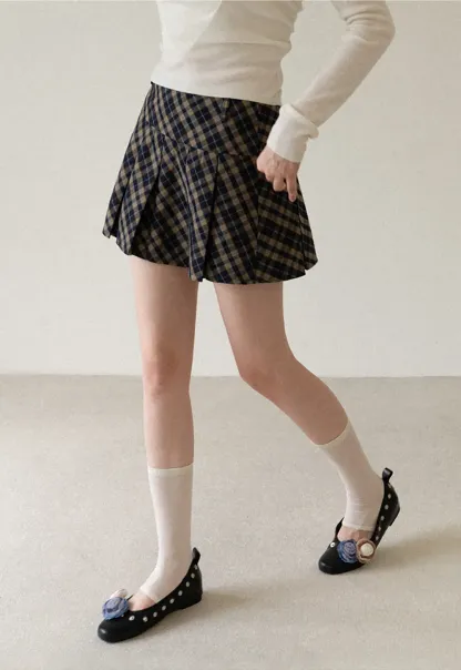 Pleated Plaid Mini Skirt