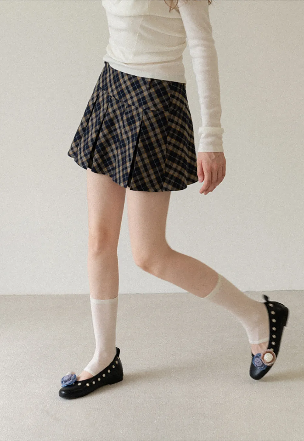 Pleated Plaid Mini Skirt