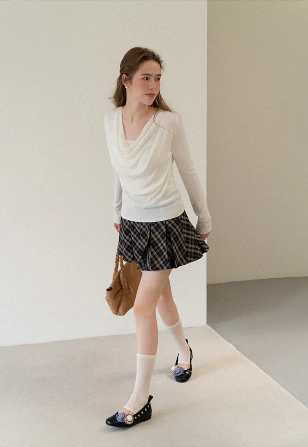Pleated Plaid Mini Skirt