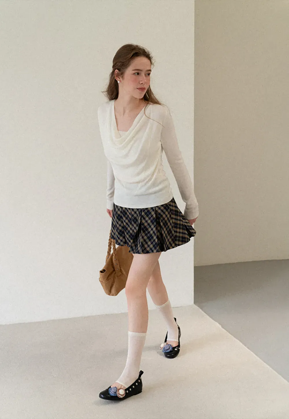 Pleated Plaid Mini Skirt