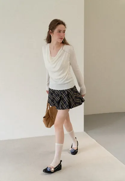 Pleated Plaid Mini Skirt