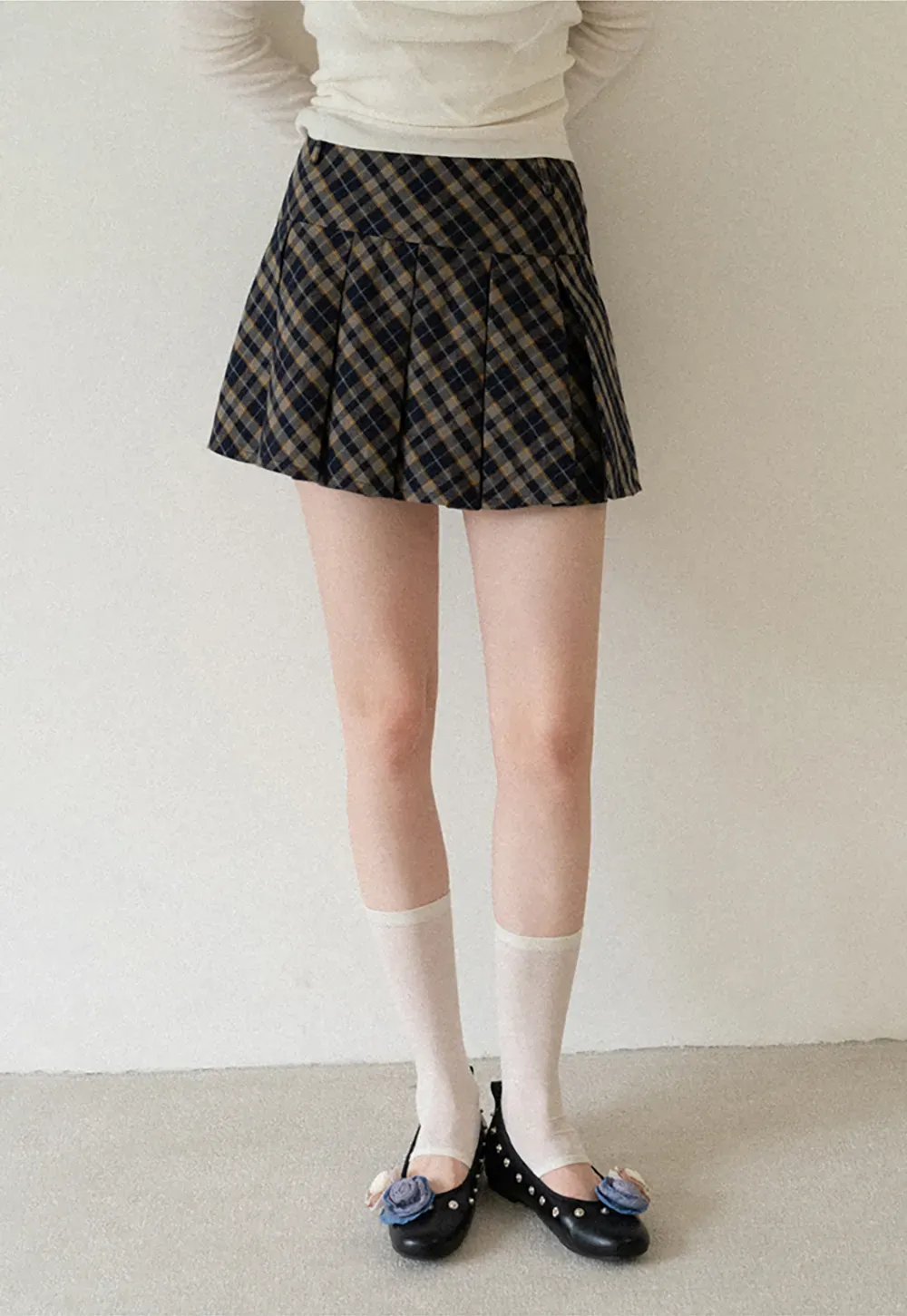 Pleated Plaid Mini Skirt