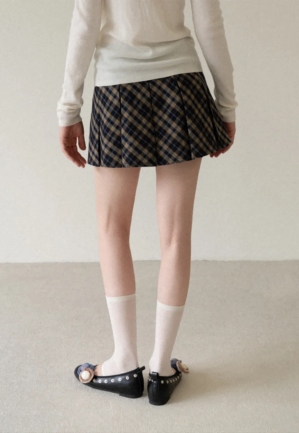 Pleated Plaid Mini Skirt