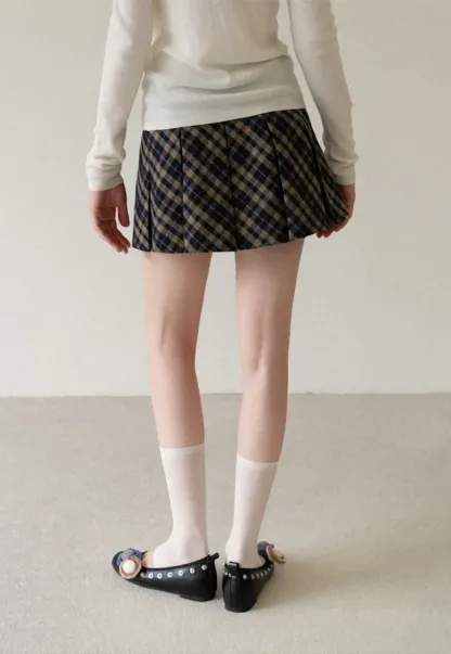 Pleated Plaid Mini Skirt