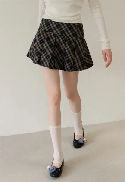 Pleated Plaid Mini Skirt
