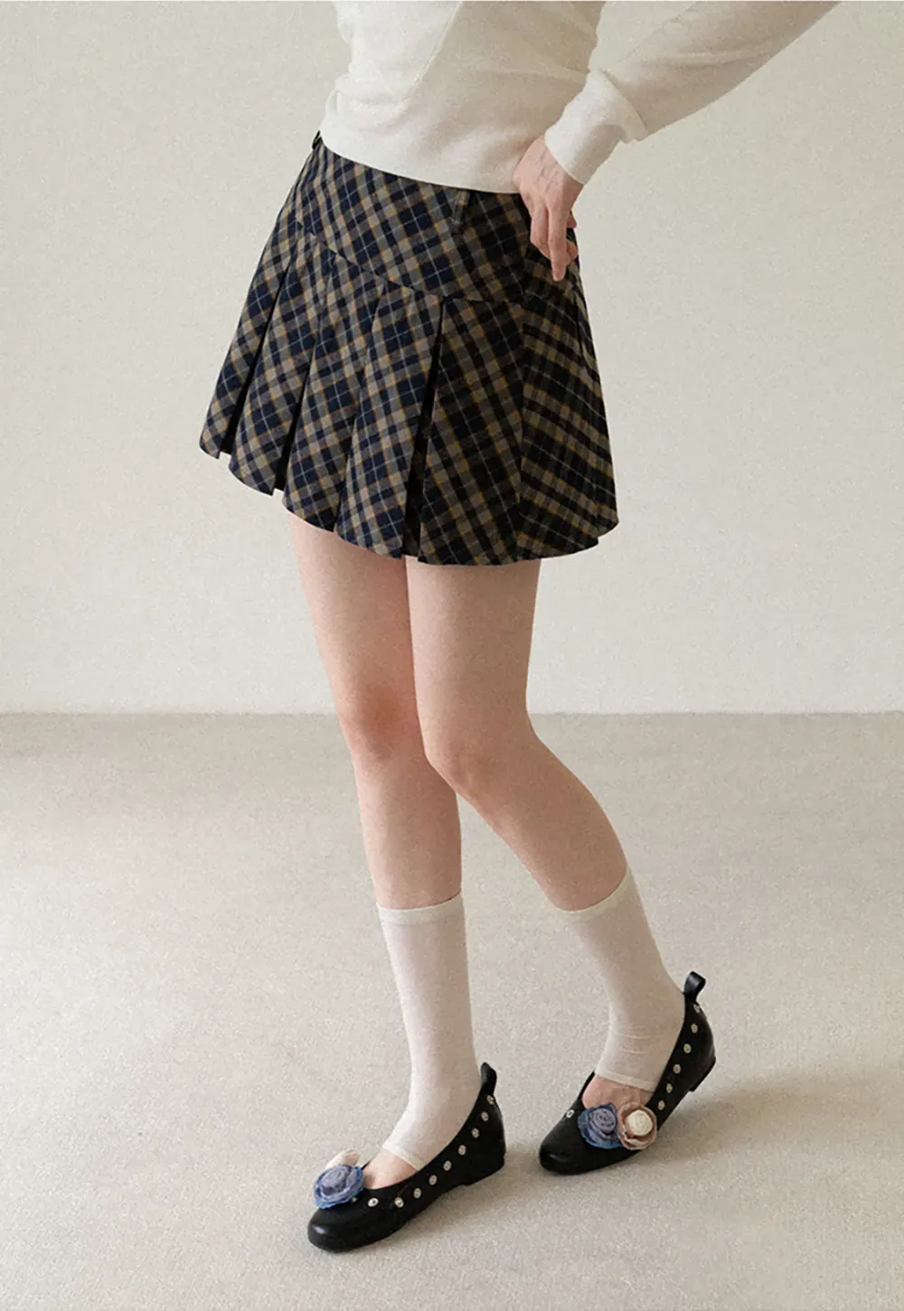 Pleated Plaid Mini Skirt