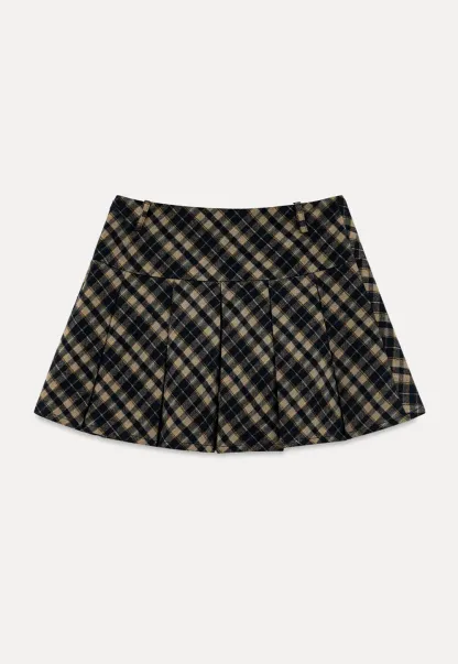 Pleated Plaid Mini Skirt